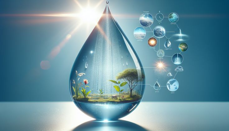 Abstract concentric water ripples in blue and warm cream